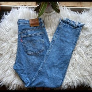 Levi’s 501 Skinny Jeans Mark Blue Wash Raw Hem 28W 28L